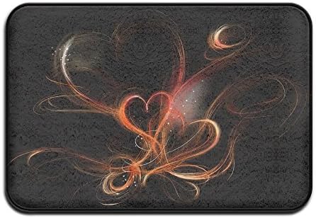 Yangaaaa Abstract Love Heart Design Outdoor Rubber Mat Front Door Mats Porch Garage Large Flow Slip Entry Carpet Standard Rug Home 23.62" 15.74"