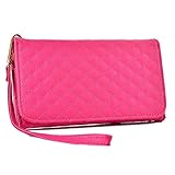 Bessky Women Universal Leather Card Wallet Purse Case for 5.5 inch Cell Phone, Hot Pink
