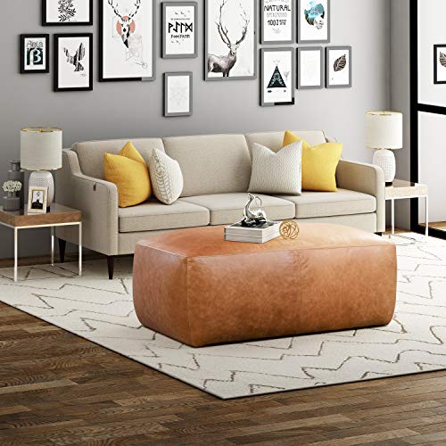 POLY & BARK Denver Leather Ottoman in FullGrain PureAniline Italian