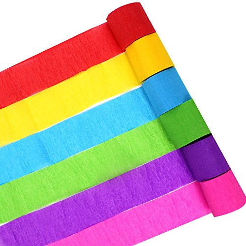 Coceca 36 Rolls Crepe Paper Streamers, 6 Colors, for Birthday Party, Class Party,Family Gathering ,Graduation Ceremony Decorations