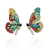 Butterfly Stud Earrings for Women Colorful Crystal Butterfly Earrings Cute Insect Birthday Anniversary Jewelry Gift