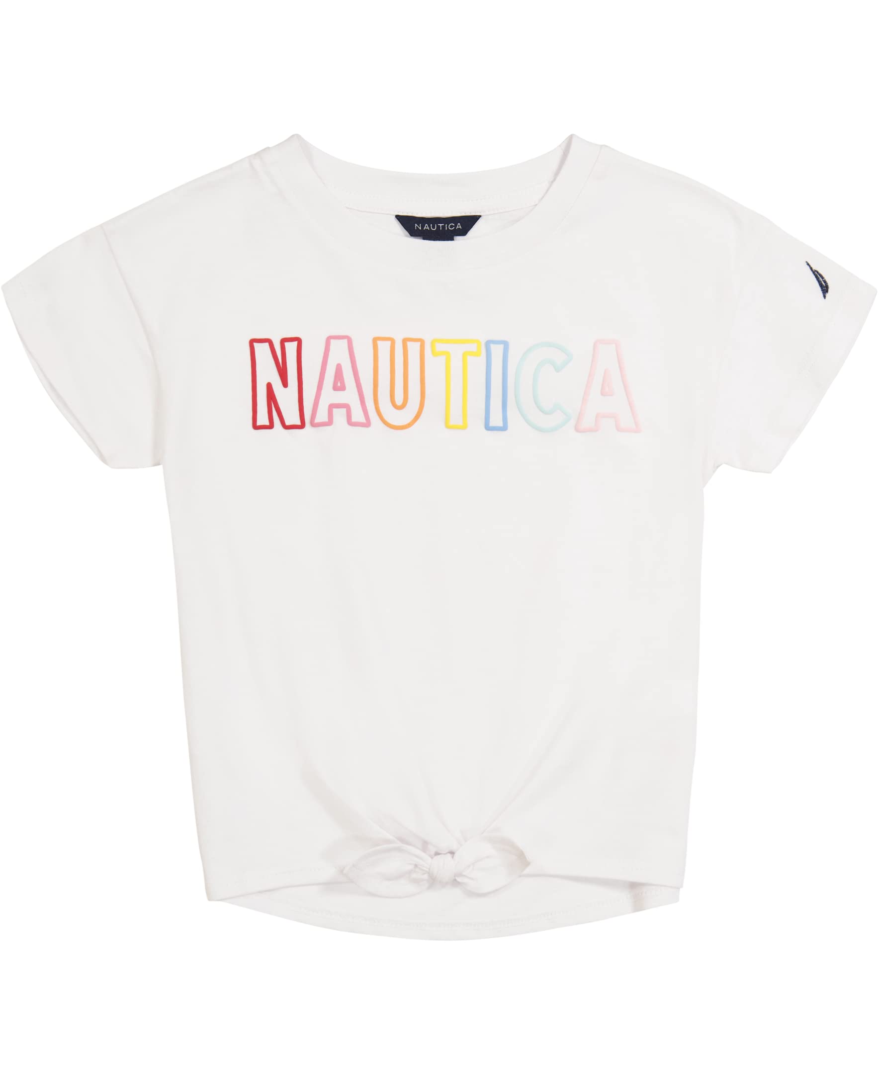 Nautica Girls' Short Sleeve Tie Front Graphic