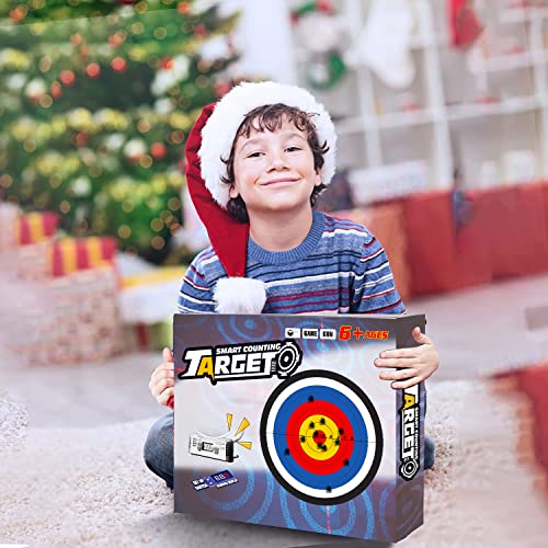 Elektrische Zielscheibe für Nerf Pfeilen, Bögen/Armbrüste mit Saugpfeile, Digitales Bewertung Ziel mit 2 Spielzeug Pistole,40 Schaumstoff Munition, Kinder Schießspiel Geschenk Jungs Mädchen ab 6 Jahre