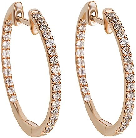 IGL Certified Diamond Inside Out Hoop Earrings in 14K Rose Gold (0.50 CTW)