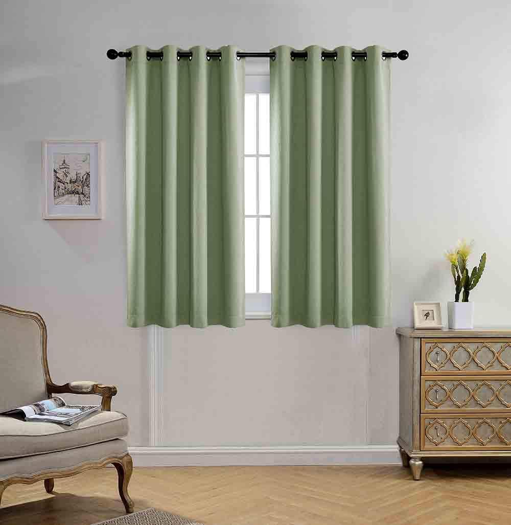 MIUCO Blackout Curtains Room Darkening Curtains Textured Grommet Panels for Kitchen 2 Panels 52x63 Inch Long Sage