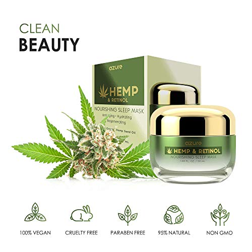 AZURE Hemp & Retinol Nourishing Sleep Mask Anti Aging, Hydrating