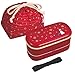 OSK Japanese Traditional Rabbit Moon Bento Box Set, Includes 620ml 2-Tier Bento Box, Chopsticks, Bento Bag, Red