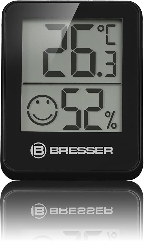 Juego de 6 indicadores termohigrométricos Temeo Hygro de pie o de pared con indicador de clima ambiente, negros