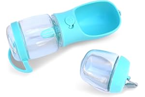 Frxat Dog Water Bottle with Food Container Holder, Travel Puppy Drinking Bowl, Portable Pet Water Dispenser, Patented Design, Food Grade Plastic 12 oz Water Bottle+100g Snack cans