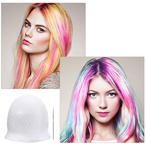 Silicone Highlight Cap Reusable Highlight Hair Cap Salon Hair Coloring Dye Cap with Hooks for