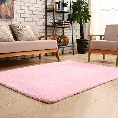 Area Rugs for Livingroom Careu Modern Soft Plush Carpet,4×5.2ft (pink)
