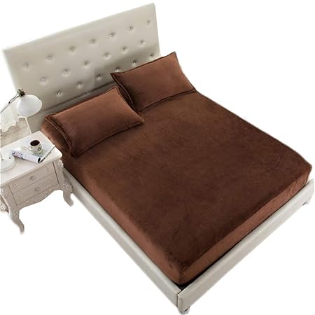 HEYIHUI Spannbettlaken Spannbetttuch Bettlaken Luxus Cashmere-Touch Super Dick Laken Winter Plüsch Nicky-Teddy Coral Fleece F