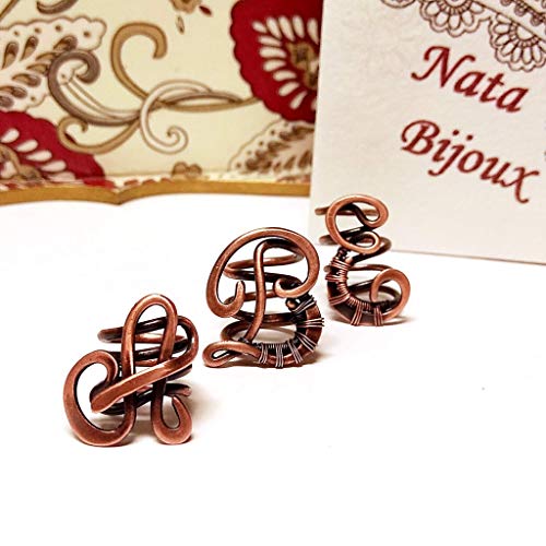 Initial Dread Bead with Letter E - Copper Loc Jewelry for Dreads or Braids - Memory Gift, Monogram Dreadlock Accessory - Thumbnail 5