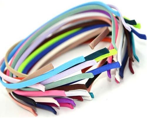 Carykon 20 PCS Girls Women DIY Satin Fabric Covered Ribbon Headbands 5mm Width, Mixed Color, Multicolor, 20 count (Pack of 1) - Image 3