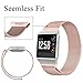 Maledan Metal Bands Compatible with Fitbit Ionic, Stainless Steel Milanese Loop Replacement Accessories Bracelet Strap with Magnet Closure for Fitbit Ionic Smart Watch, Rose Gold, Small