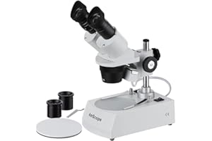 AmScope SE306R-PZ Forward Binocular Stereo Microscope, WF10x and WF20x Eyepieces, 10X-80X Magnification, 2X and 4X Objectives