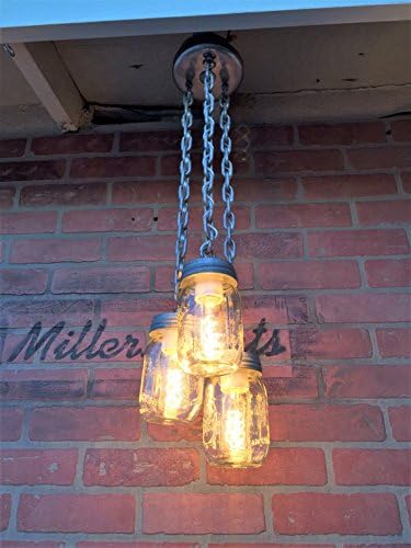 Rustic triple pendant Mason Jar chandelier