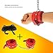 Soft Comfortable PU Fur Leathe Wrist Cuffs and Eye Mask for Men Women,Red