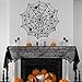 Boao 4pc Halloween Decorations Kit Spiderweb Lace Tablecloth Table Runner Spider Cobweb Fireplace Scarf Cover, Round Spooky Lace Table Cover, Lamp Shades for Halloween Party Decor(Style Set 1)