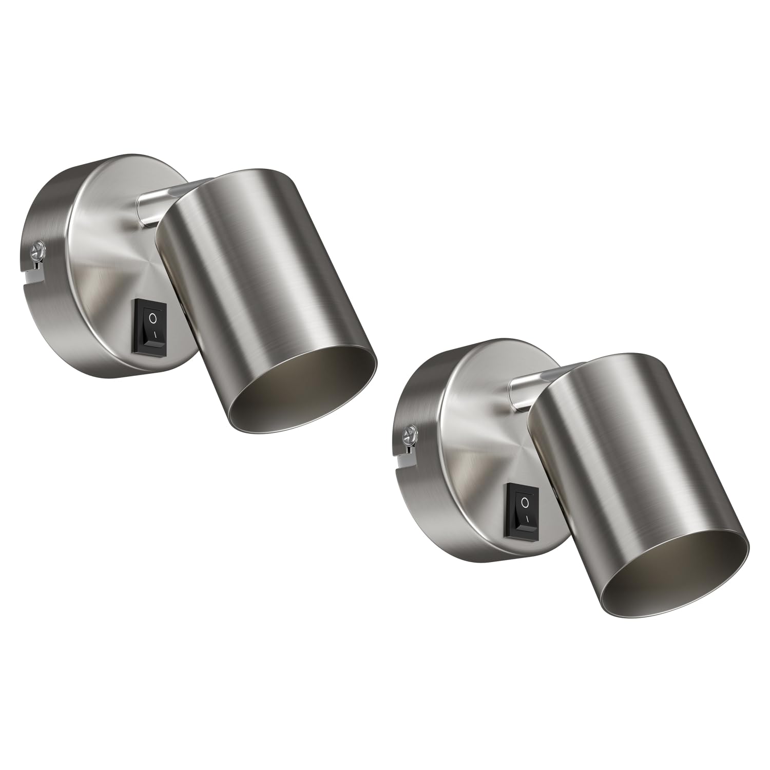 ledscom.de 2 pcs. wall Light WAIKA, Switch, Stainless Steel matt, Round, 1x GU10 max. 60W