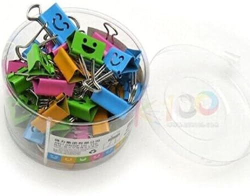Deli Smiling Binder Clips ,19mm ,Assorted Colors ,40 Clips per Tub