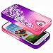 Galaxy S4 Case with Tempered Glass Screen Protector for Girls Women Kids, NageBee Glitter Liquid Bling Floating Waterfall Diamond Shockproof Durable Cute Case for Samsung Galaxy S4 -Pink/Purple
