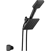 Delta Square 2-in-1 Dual Shower Head with 4-Setting HandHeld Spray, Matte Black Detachable Double Shower Head with Hose, Showerhead, 1.75 GPM Flow Rate, Matte Black 75755BL
