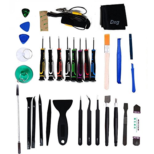 Dxg 34 in 1 Universal Screen Removal Professional Opening Repair Tool Kit Pry Tools Kit and Screwdriver Set for iPhone, Samsung, Huawei, Motorola, Sony, iPad, Tablets and Laptop