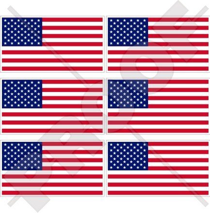 StickersWorld Handy-Aufkleber, Motiv: USA-Flagge; 40 mm, Vinyl, 6 Stück
