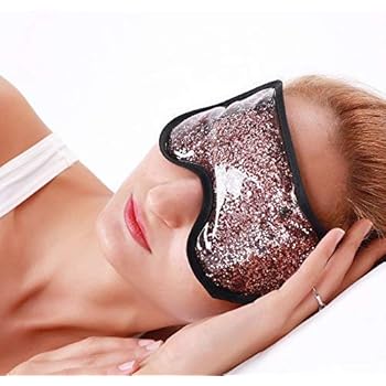 Gel Eye Mask for Sleeping Relaxation Ice Pack Eye Cooling Mask with Plush Backing, Hot Cold Sleep Mask for Headaches, Sinuses, Allergies - Rosegold