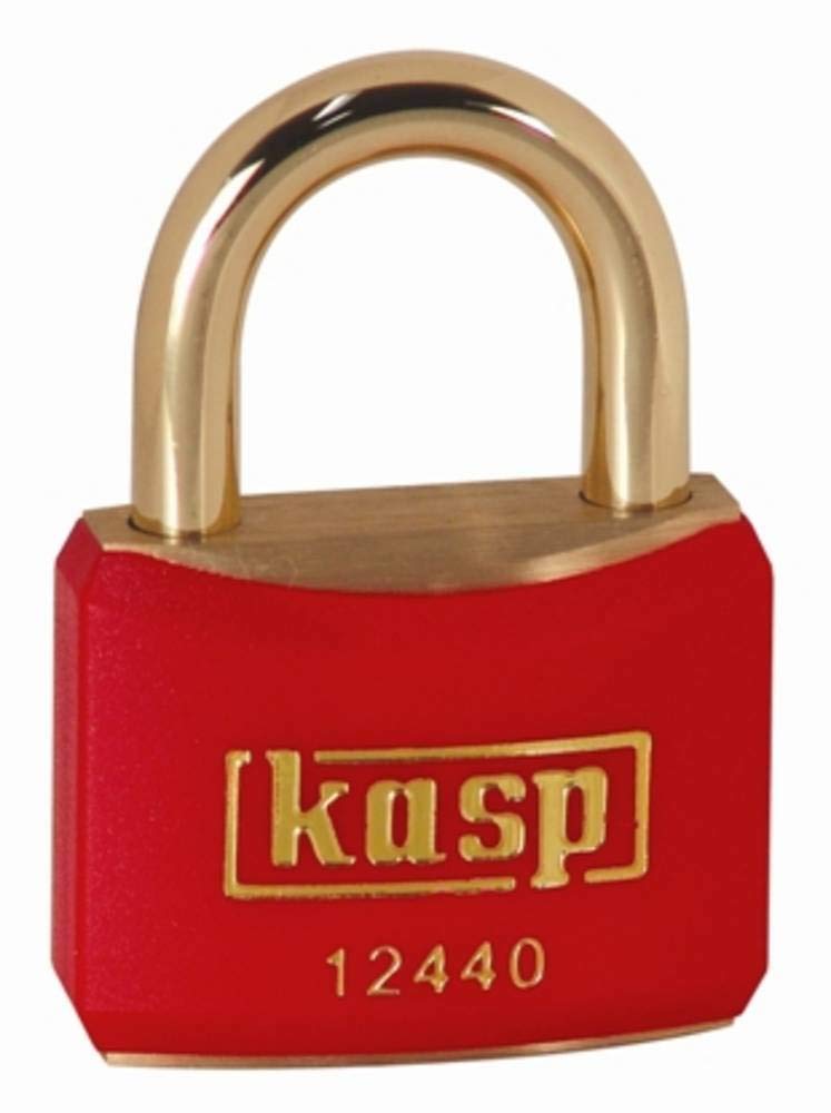 Kasp 124 Brass Padlock - 40 Millimeters - Brass Shackle - Red - KA24406 - Keyed Alike