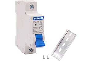 smseace Miniature Circuit Breaker Low Voltage AC 6A 230/400V, 1 Pole AC Disconnect Switch C6 DIN Rail Mount Used to Protect Circuit Equipment