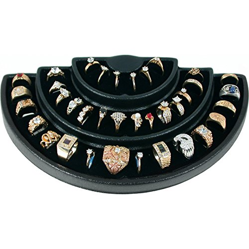 36 slot 3 tier black ring display foam jewelry stand