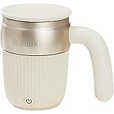 EQURA Automatic Self Stirring Coffee Mug, Rechargeable Megnetic Auto Mixer Cup 15oz, for Coffee/Milk/Tea/Cocoa, for Home/Travel/Office, Gifts for Birthday/Christmas (White)