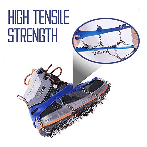 xiaoban 10 Teeth Universal ice Grip Anti-Slip Shoe Cover with Stainless Claw for Outdoor Activities,Hiking,Climbing,Hunting,Fishing and Snow Weather (Blue, M) - Thumbnail 3