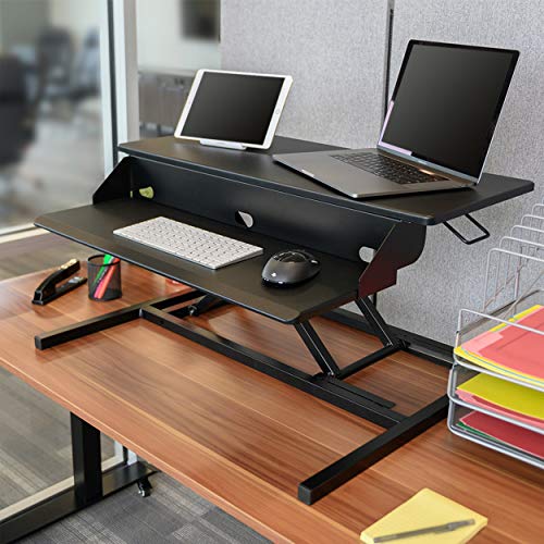 Stand Up Desk Store AirRise Pro Two Tier Standing Desk Converter Monitor Stand with Builtin
