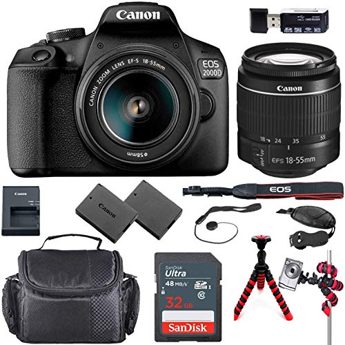 Canon EOS 2000D Rebel T7 DSLR Camera Bundle With 18 55mm Lens 