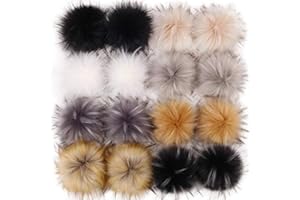 Tengsen 16 pcs 4 Inches Faux Fur Pom Pom Balls Faux Fox Fur Pom Poms Fluffy for Hats Scarves Gloves Bags Accessories (8 Colors, 2 Pcs Per Color)