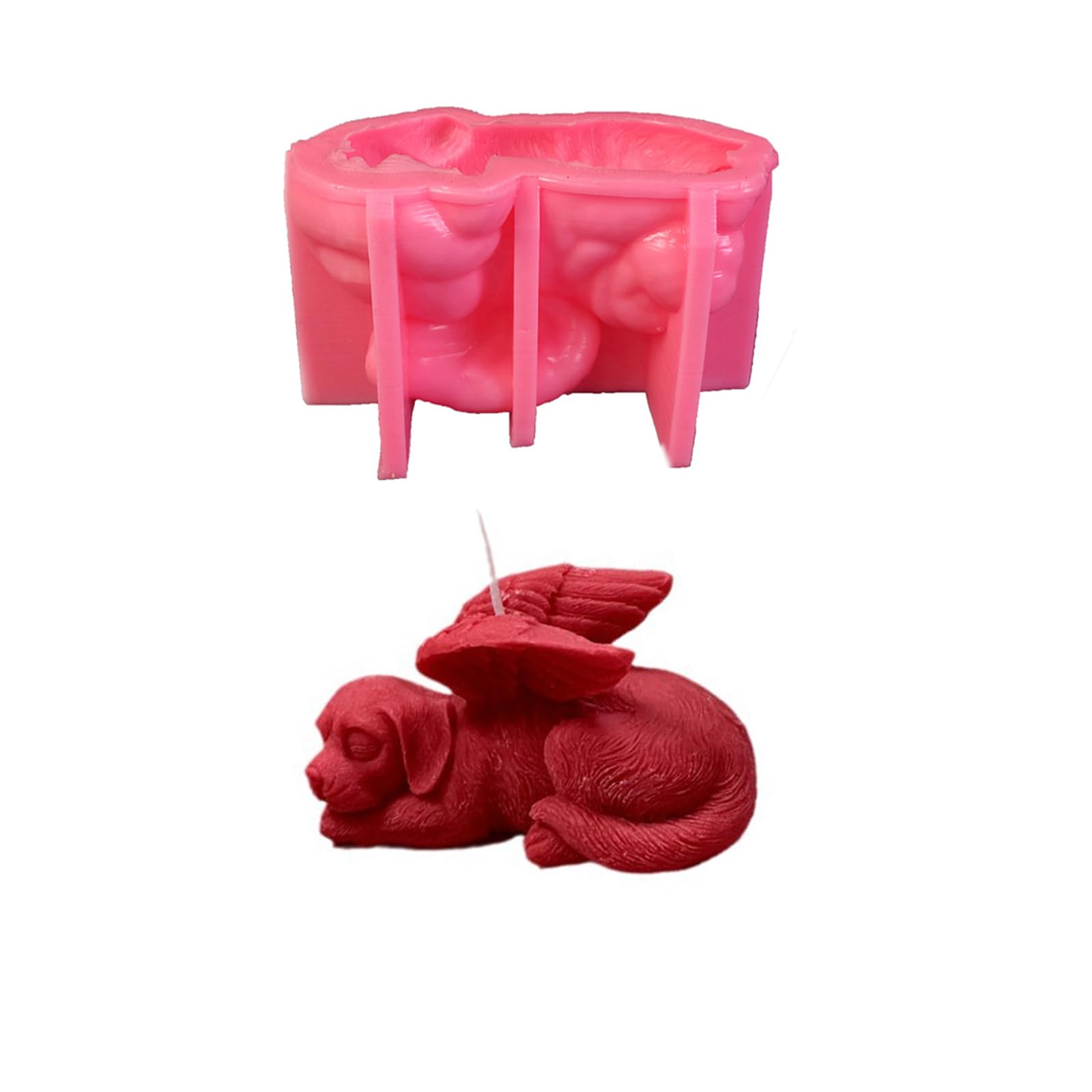 Xidmold 3D Winged Dog Candle Mould Animal Silicone Mold for Fondant, Soy Wax Candle, Soap, Epoxy Resin, Plaster Ornament, Polymer Clay, DIY Crafts