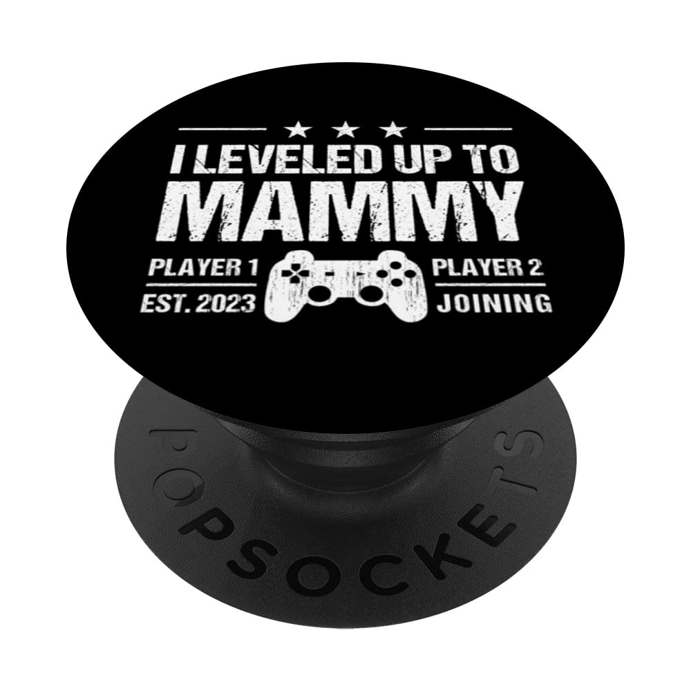 I Leveled Up To Mammy Est 2023 - Funny New Mom Gamer Vintage PopSockets Swappable PopGrip