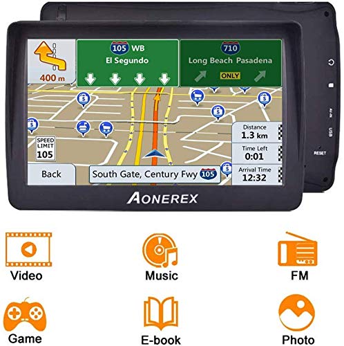GPS Navigation for Car, Aonerex 7" Touch Screen 8GB Real Voice Spoken Turn-by-Turn Direction Reminding Navigation System for Cars, Vehicle GPS Satellite Navigator with Free Lifetime Map Update