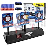 JTKS Target Practice Shooting for Nerf Elite Mega Rival, Electric Scoring Auto Reset Shooting Digital Target for Kids Boys Girls with 20 PCS Refill Darts and 2PCS Hand Wrist Bands