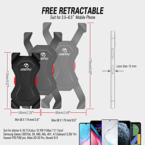 Grefay Fahrrad Handyhalterung Universal Motorrad Handy Halterung für 3,5-6,5 Zoll Smartphone mit 360° Drehbar – Bild 6