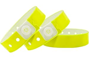 Wristall Plastic Party Yellow Wristbands-100 Pack Colored Vinyl Wristbands for Events-Waterproof Lightweight Security Wrist Bands for Bar Club Festival Music Meeting