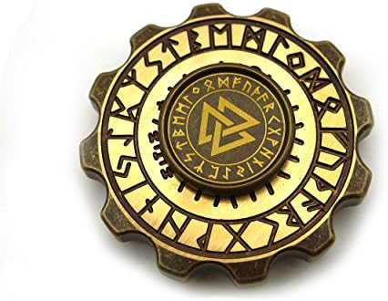 CMSX The Viking Runes of Carving Brass Metal Gear Hand Spinner(606 Ceramic Bearing )EDC Fidget Toys