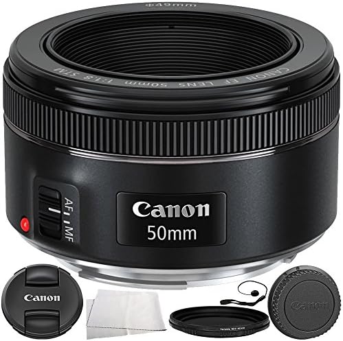 Canon EF 50mm f/1.8 STM Lens 6PC Accessory Bundle – Includes Variable Neutral Density Filter (ND2-ND400) + More (Renewed)