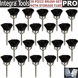 Integra; RT- 20NC 20PC Nylon Bristle Cup Brushes for Dremel Accessories For Rotary Tools