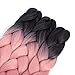 SONNET Kanekalon Braiding Hair 3bundles/lot 300g Ombre Jumbo Braiding Hair Synthetic Crochet Braiding Hair 24 Inch with Free Gift(Black/Gray-Pink)