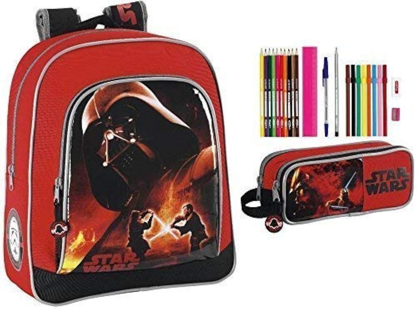 STAR WARS MOCHILA Y Caja de lápices, Darth Vader, Rojo: Amazon.es: Ropa y accesorios