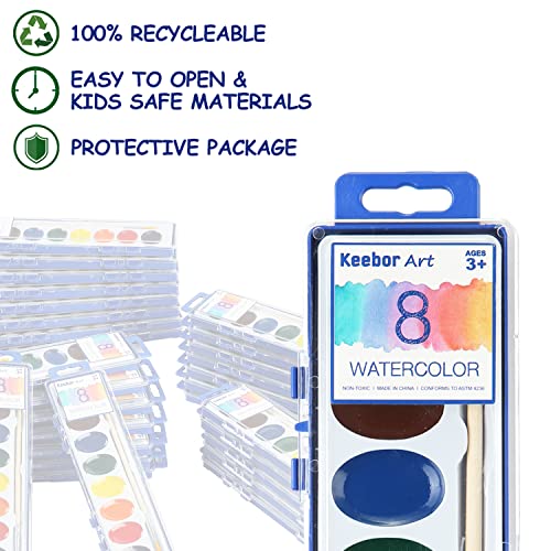 Keebor 8Color Watercolor Paint Set, 36 Pack Water Colors for Kids